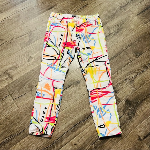 Charlie B Printed Crinkle Jogger Pants-Graffiti Paint Splatter Size Medium - Picture 3 of 5